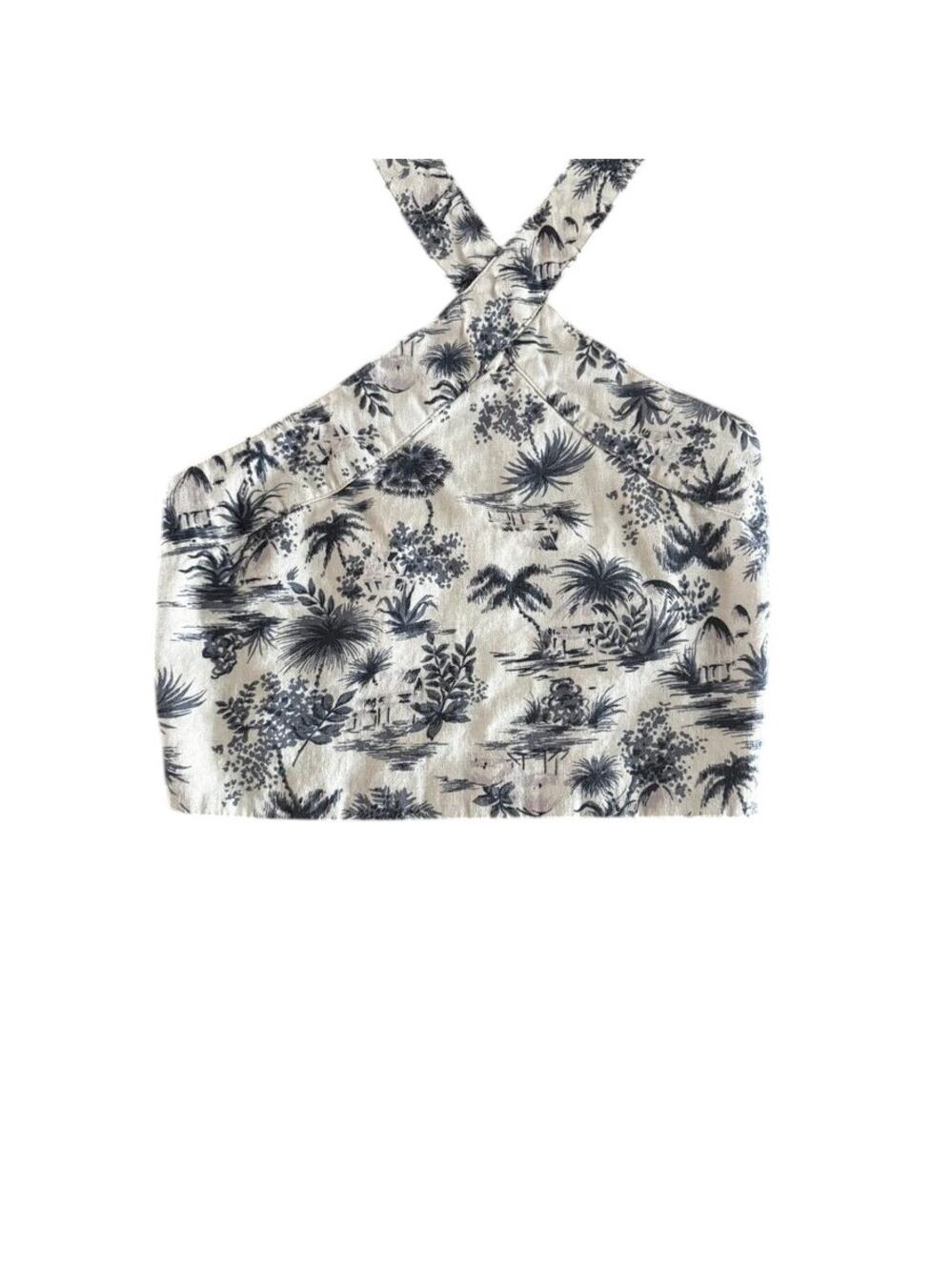 Abercrombie Tropical/ Resort Halter Crop Top Size S Smocked Back